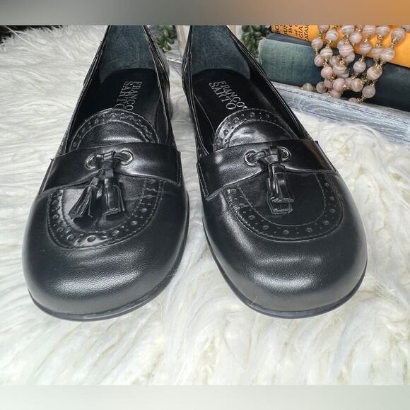 Franco Sarto | Heeled Leather Loafers | Black | Size 7.5 - Picture 6 of 9